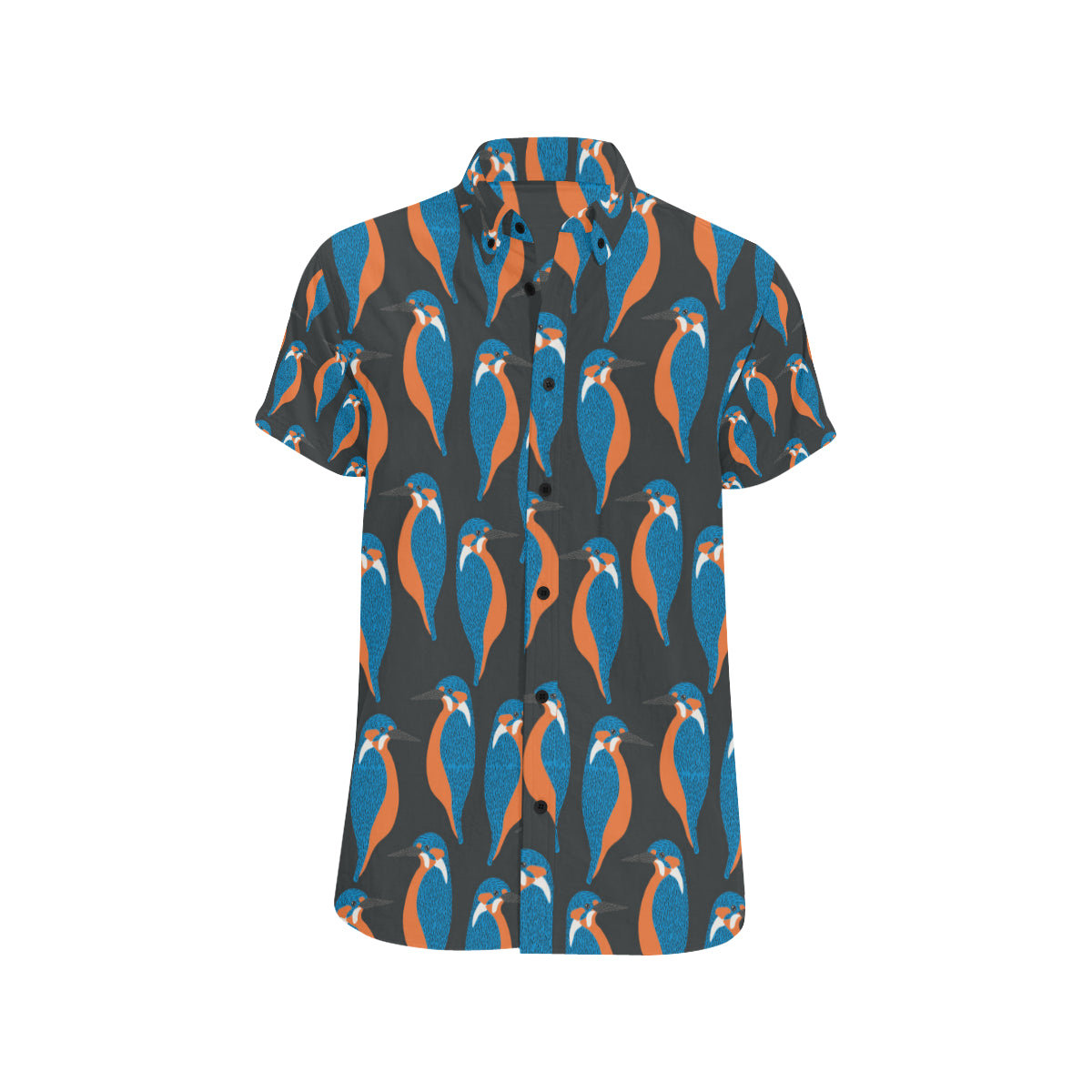 Kingfisher Pattern Print Design 03 Men's Short Sleeve Button Up Shirt
