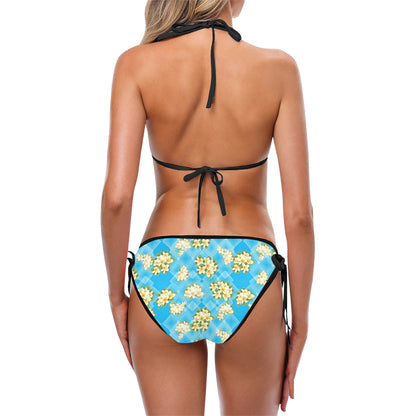 Yellow Plumeria Design Print Pattern Bikini