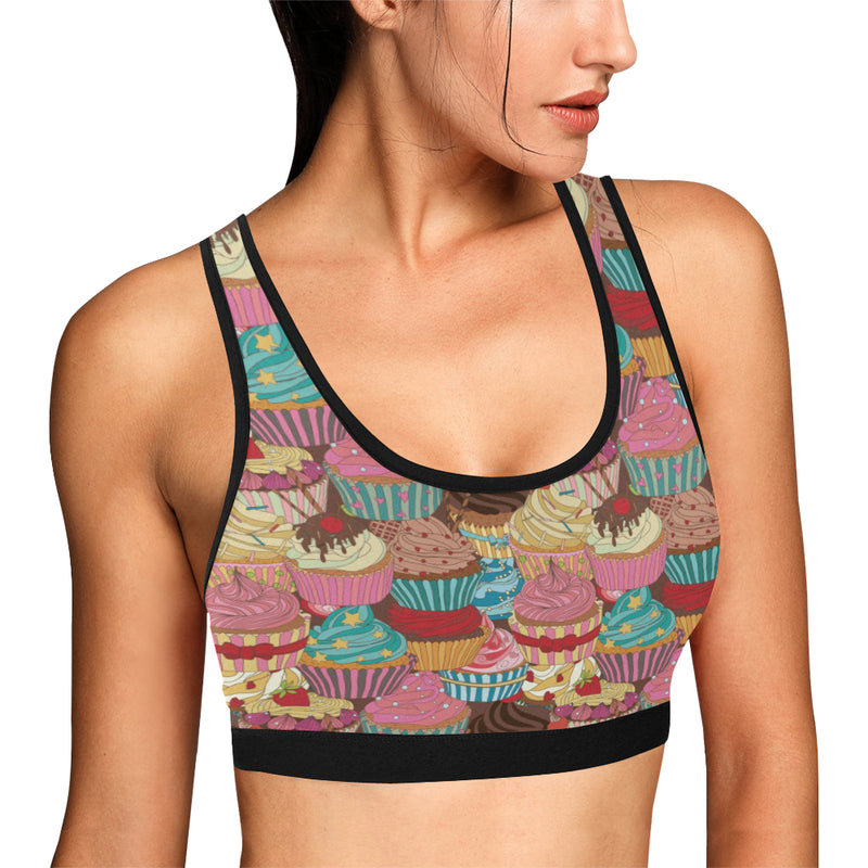 Cupcake Pattern Print Design CP01 Sports Bra