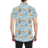 Polynesian Jellyfish Turtle Print Men's Short Sleeve Button Up Shirt