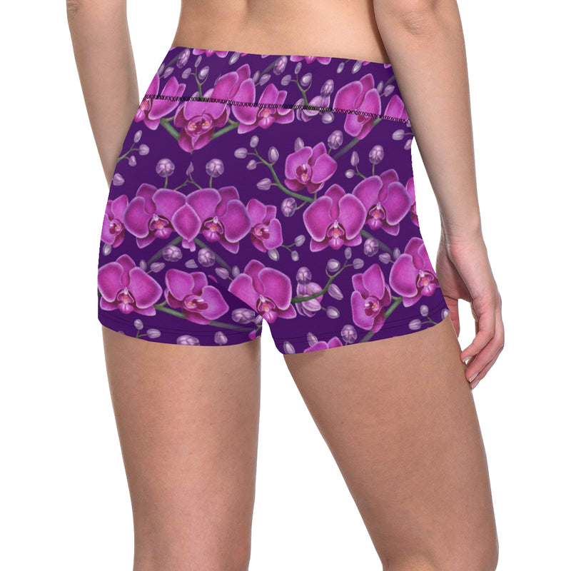 Orchid Purple Pattern Print Design OR02 Yoga Shorts