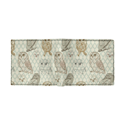 Owl Pattern Print Design A03 Men's ID Card Wallet