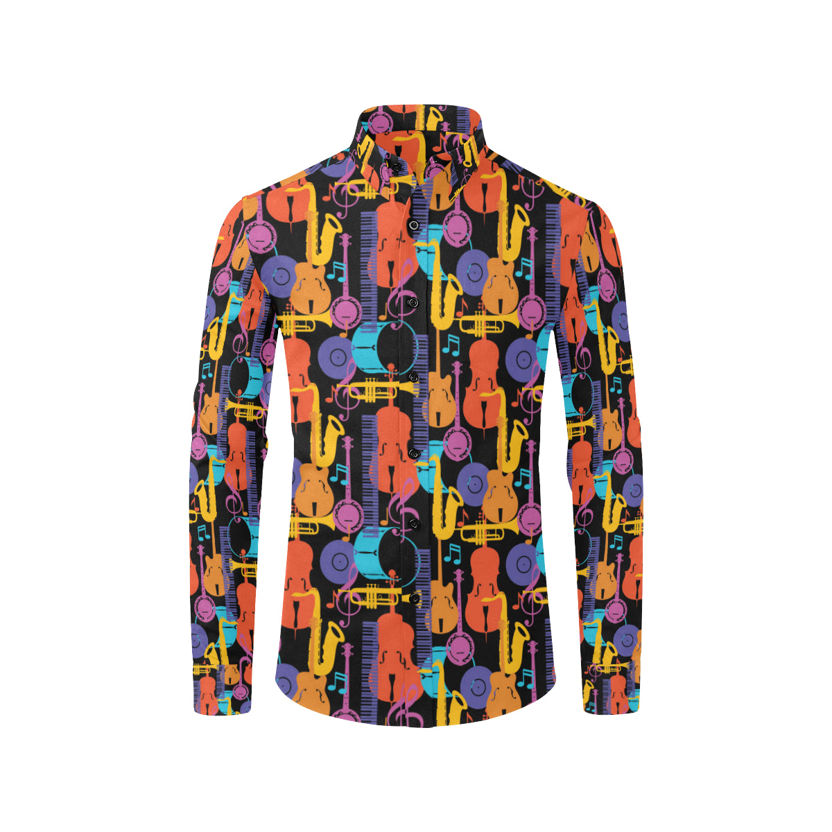 Jazz Pattern Print Design 03 Men's Long Sleeve Shirt