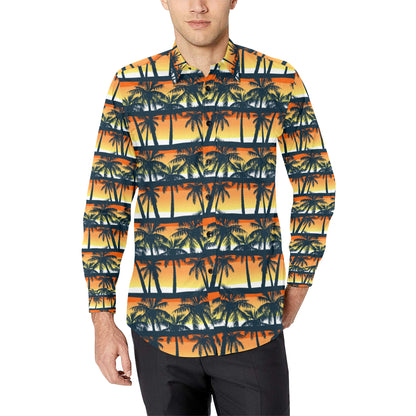 Palm Tree Pattern Print Design PT011 Men's Long Sleeve Shirt