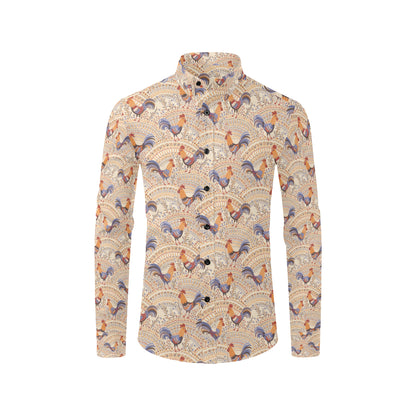 Chicken Boho Style Pattern Men's Long Sleeve Shirt