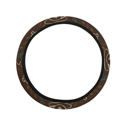 Coffee Pattern Print Design 06 Steering Wheel Cover with Elastic Edge