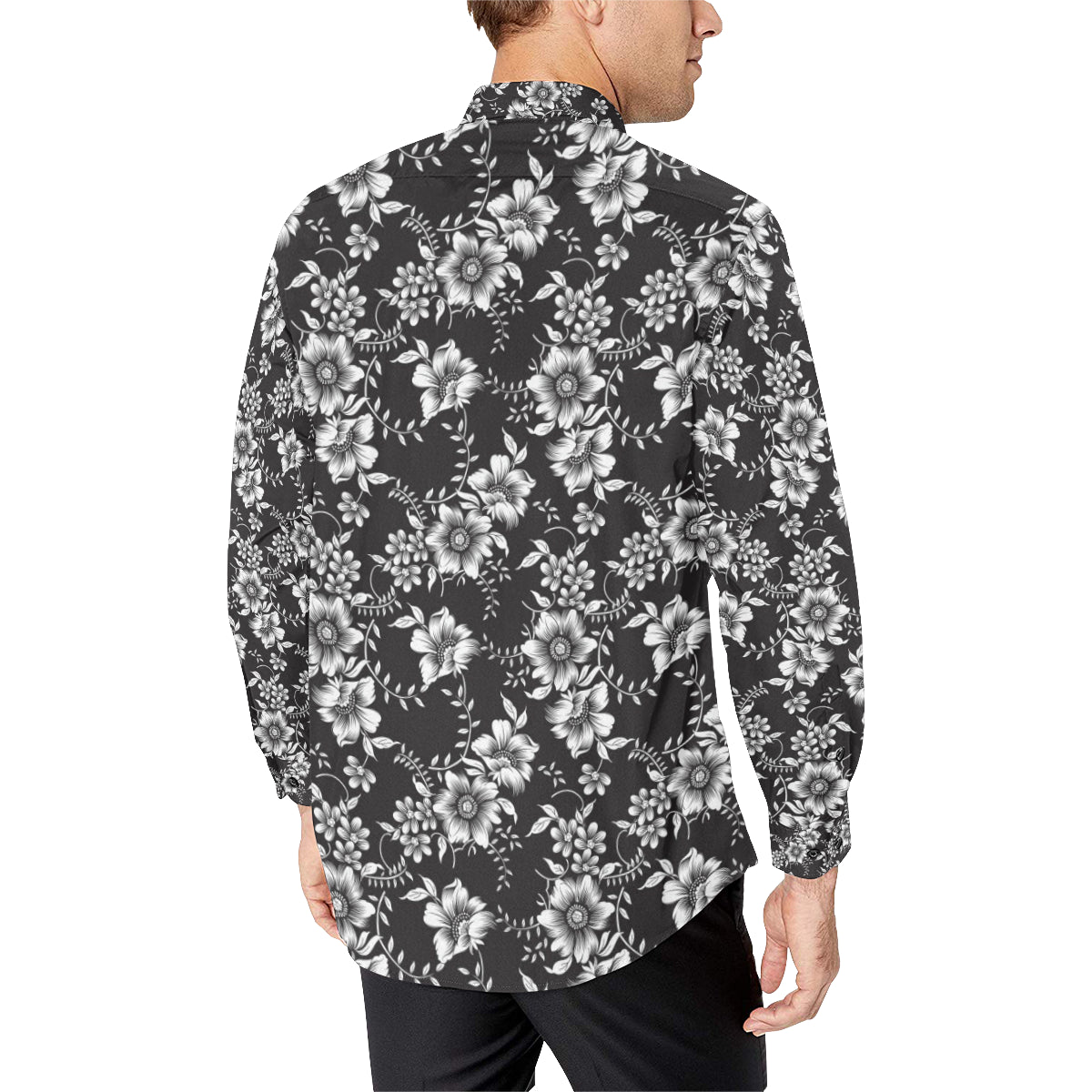 Gerberas Pattern Print Design GB02 Men's Long Sleeve Shirt