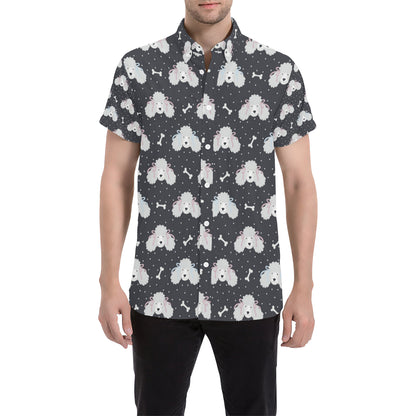 Poodle Pattern Print Design A03 Men's Short Sleeve Button Up Shirt