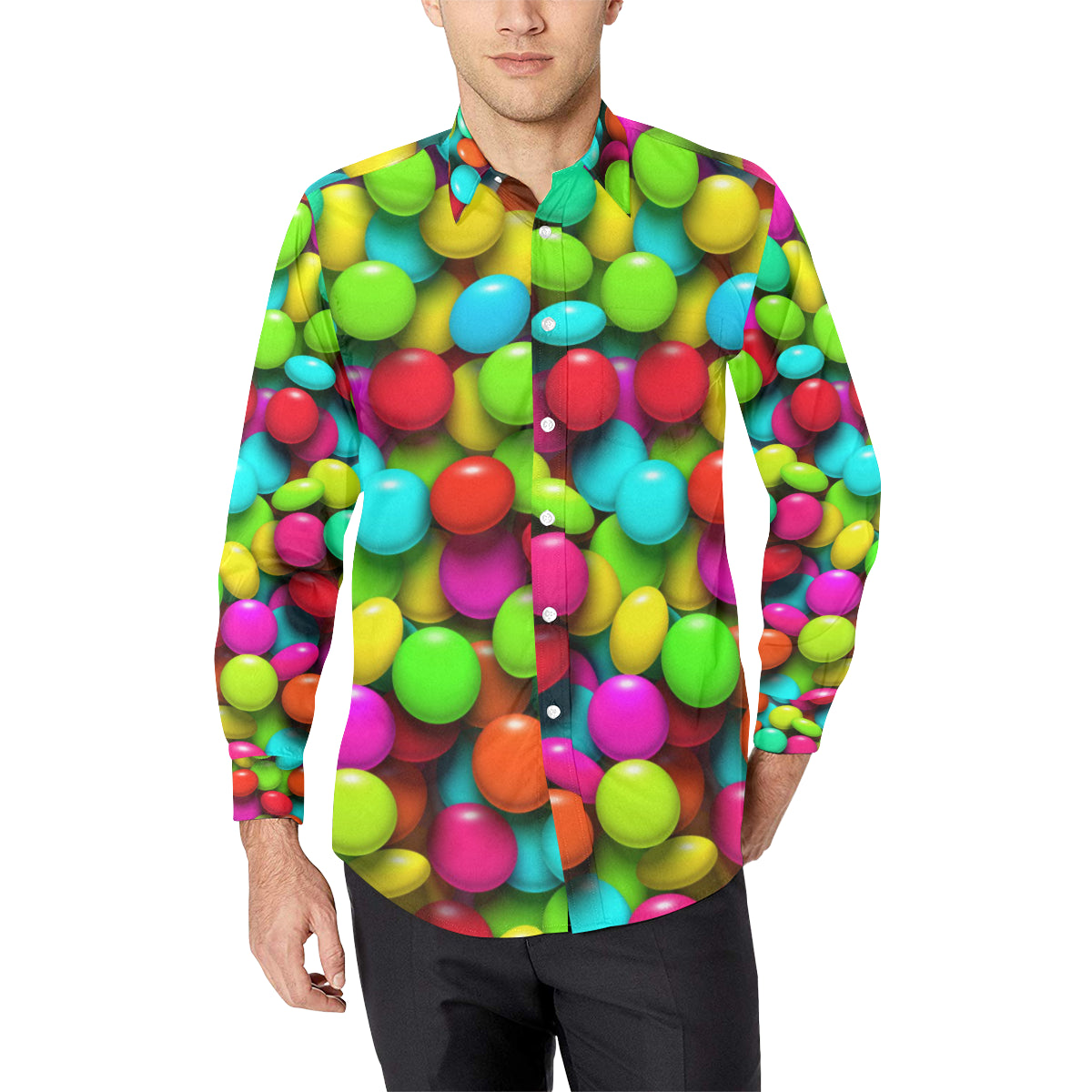 Candy Pattern Print Design CA03 Men's Long Sleeve Shirt