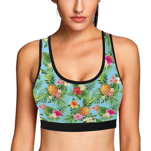 Pineapple Hawaiian flower Tropical Sports Bra