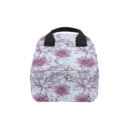 Water Lily Pattern Print Design WL01 Insulated Lunch Bag