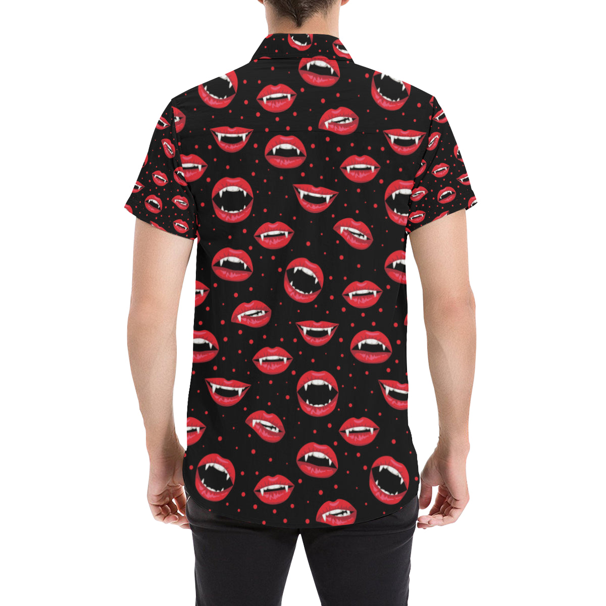 Halloween Pattern Print Design 01 Men's Short Sleeve Button Up Shirt