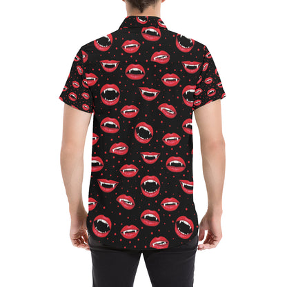 Halloween Pattern Print Design 01 Men's Short Sleeve Button Up Shirt