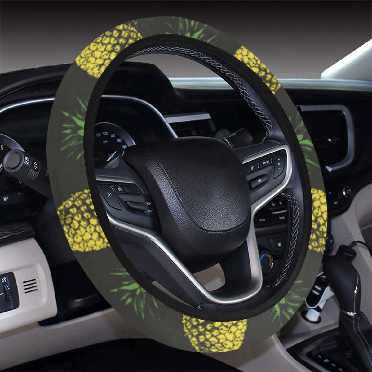 Gold Pineapple Steering Wheel Cover with Elastic Edge
