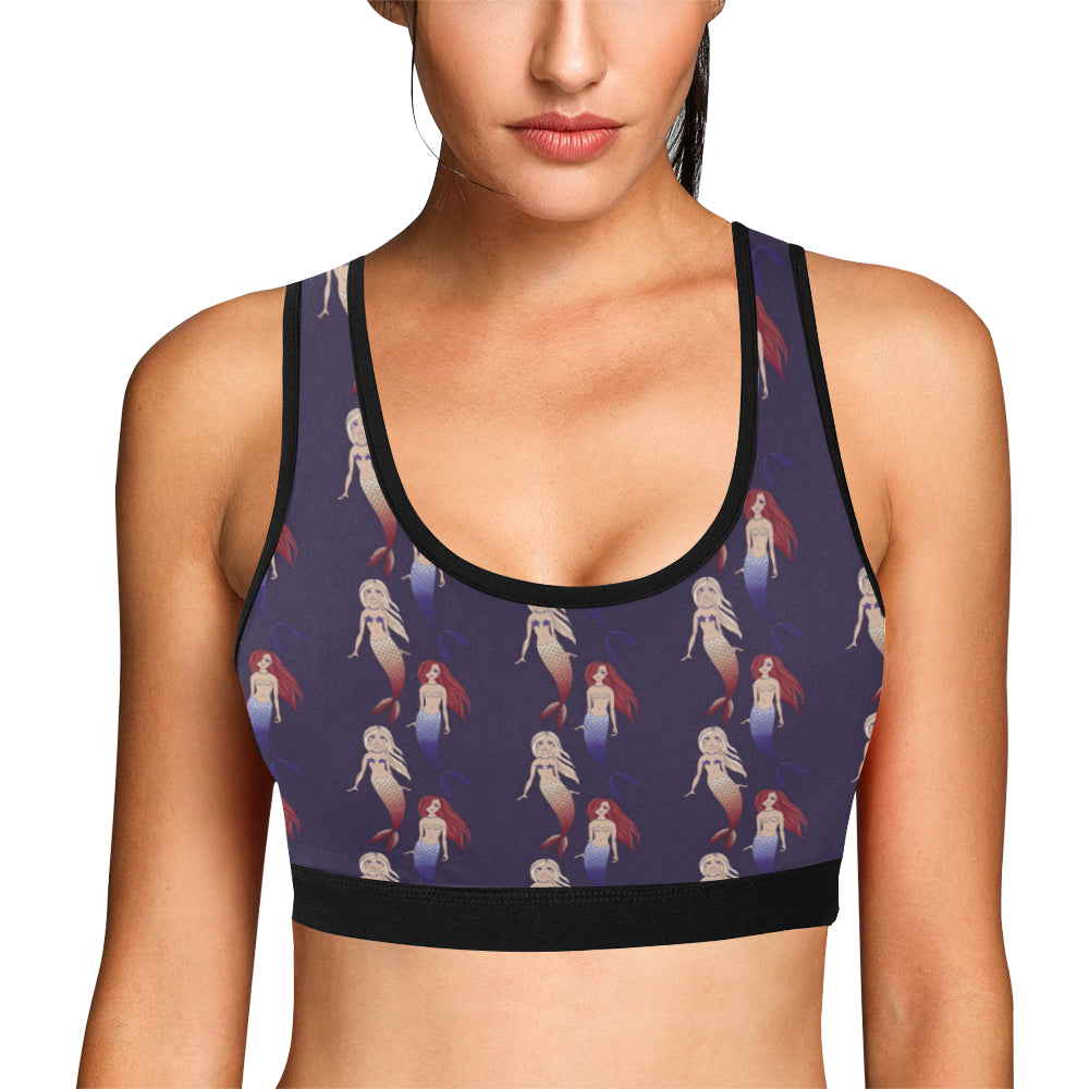 Mermaid Pattern Print Design 02 Sports Bra