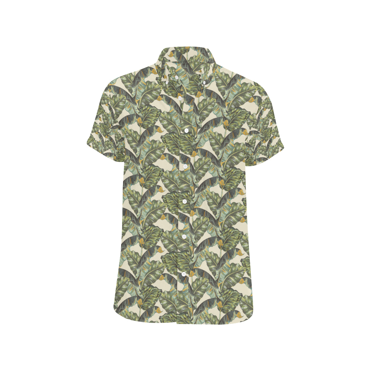 Banana Leaf Pattern Print Design 04 Men's Short Sleeve Button Up Shirt