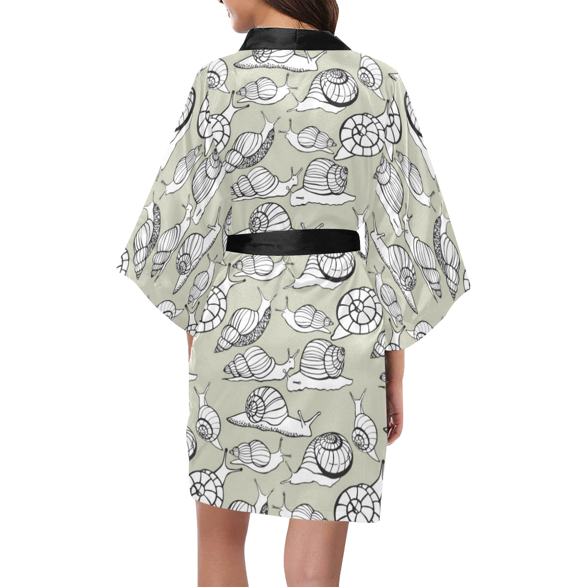 Snail Pattern Print Design 03 Women's Short Kimono