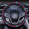Ethnic Flower Style Print Pattern Steering Wheel Cover with Elastic Edge