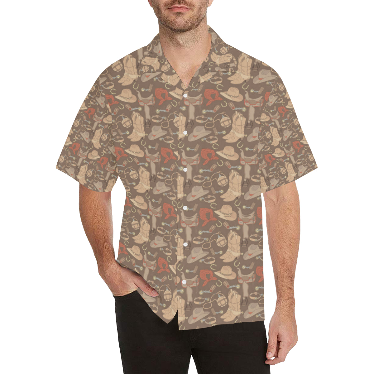 Cowboy Pattern Print Design 02 Men's Hawaiian Shirt