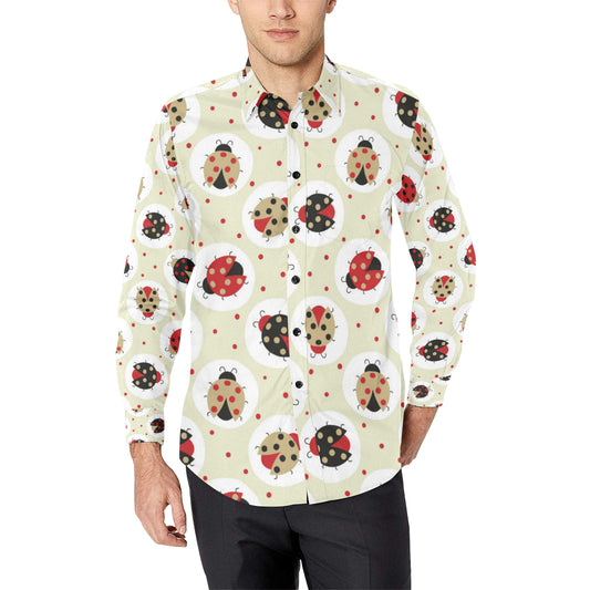 Ladybug Pattern Print Design 03 Men's Long Sleeve Shirt