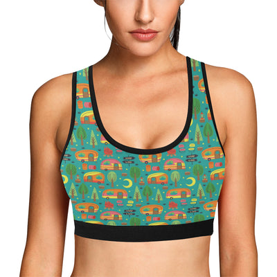 Camping Camper Pattern Print Design 05 Sports Bra