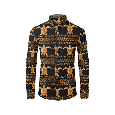 Tribal Sea turtle Polynesian Hawaiian Men's Long Sleeve Shirt