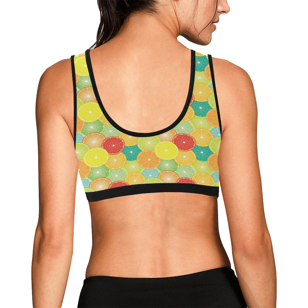 Citrus  Pattern Print Design 01 Sports Bra
