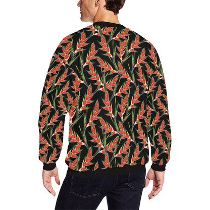 Heliconia Pattern Print Design HL010 Men Long Sleeve Sweatshirt