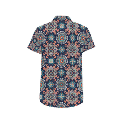 Bohemian Pattern Print Design 02 Men's Short Sleeve Button Up Shirt