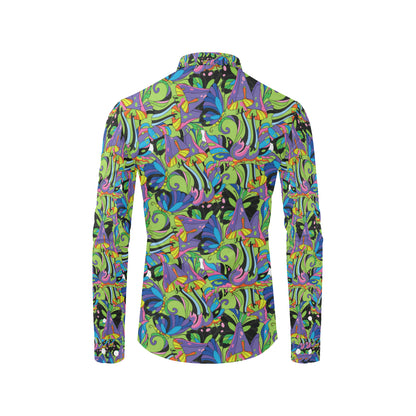 Psychedelic Trippy Mushroom Themed Men's Long Sleeve Shirt