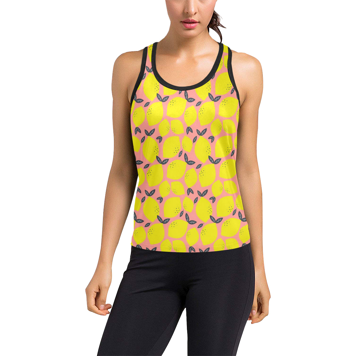 Lemon Pattern Print Design LM03 Women's Racerback Tank Top
