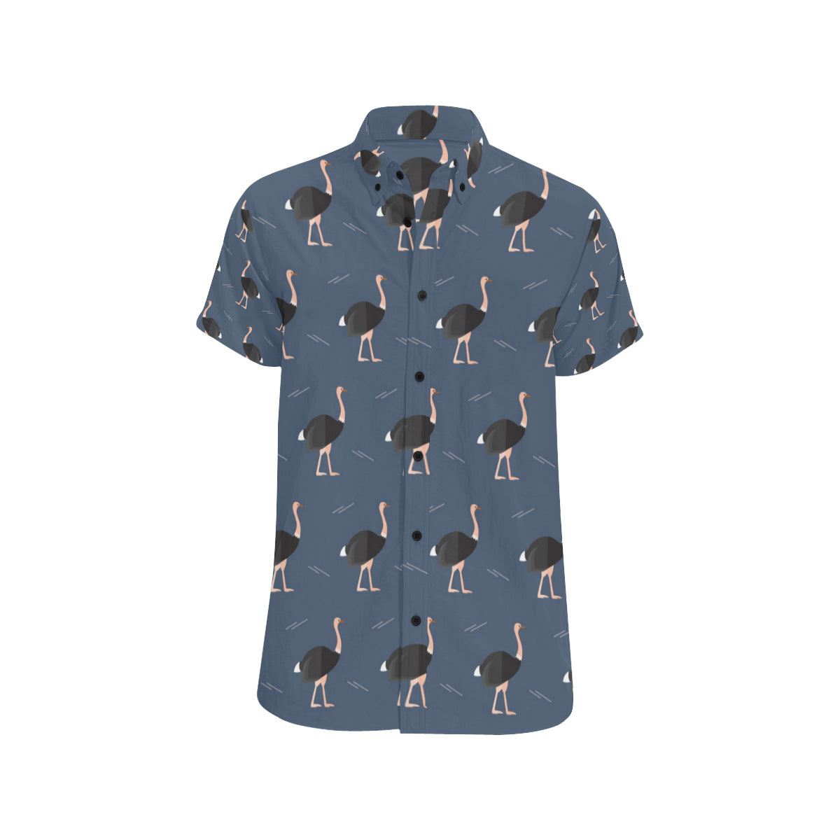 Ostrich Pattern Print Design 04 Men's Short Sleeve Button Up Shirt