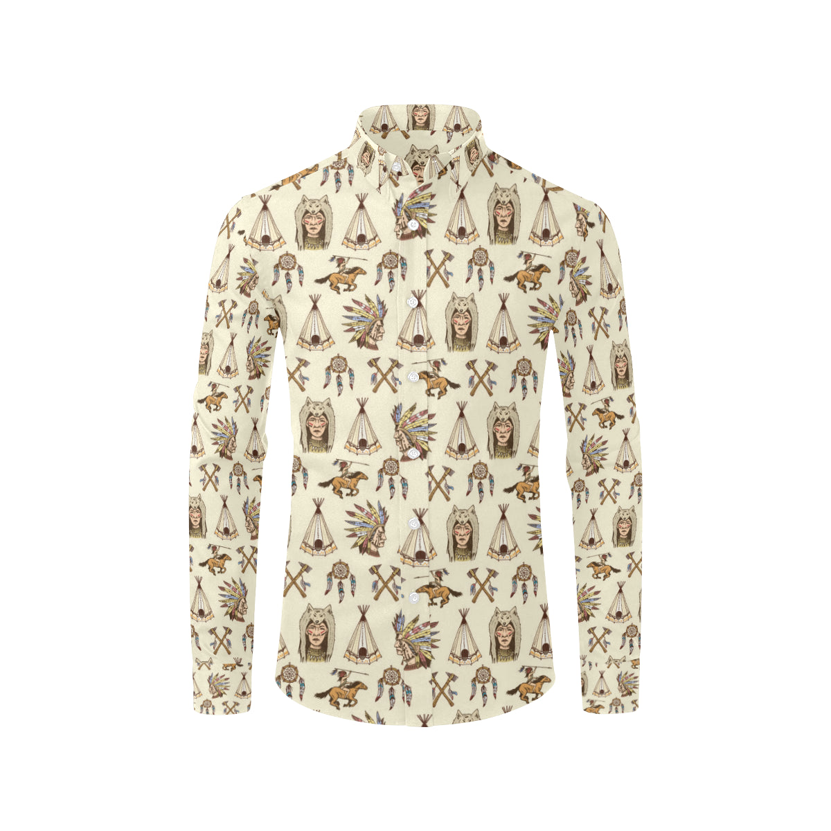 Native Indian Pattern Design Print Men's Long Sleeve Shirt