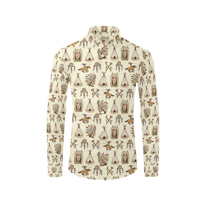 Native Indian Pattern Design Print Men's Long Sleeve Shirt