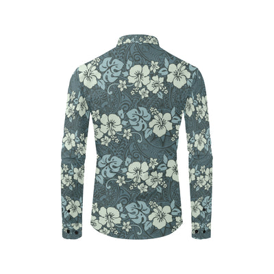 Flower Hawaiian Hibiscus Style Print Pattern Men's Long Sleeve Shirt