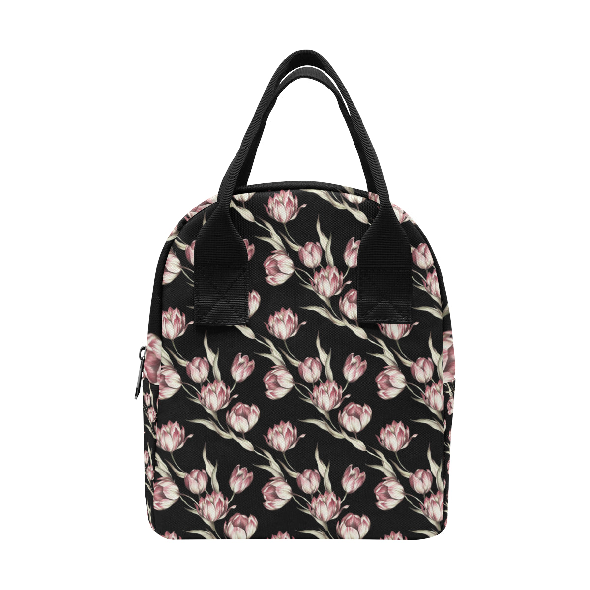 Tulip Pink Pattern Print Design TP02 Insulated Lunch Bag