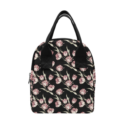 Tulip Pink Pattern Print Design TP02 Insulated Lunch Bag