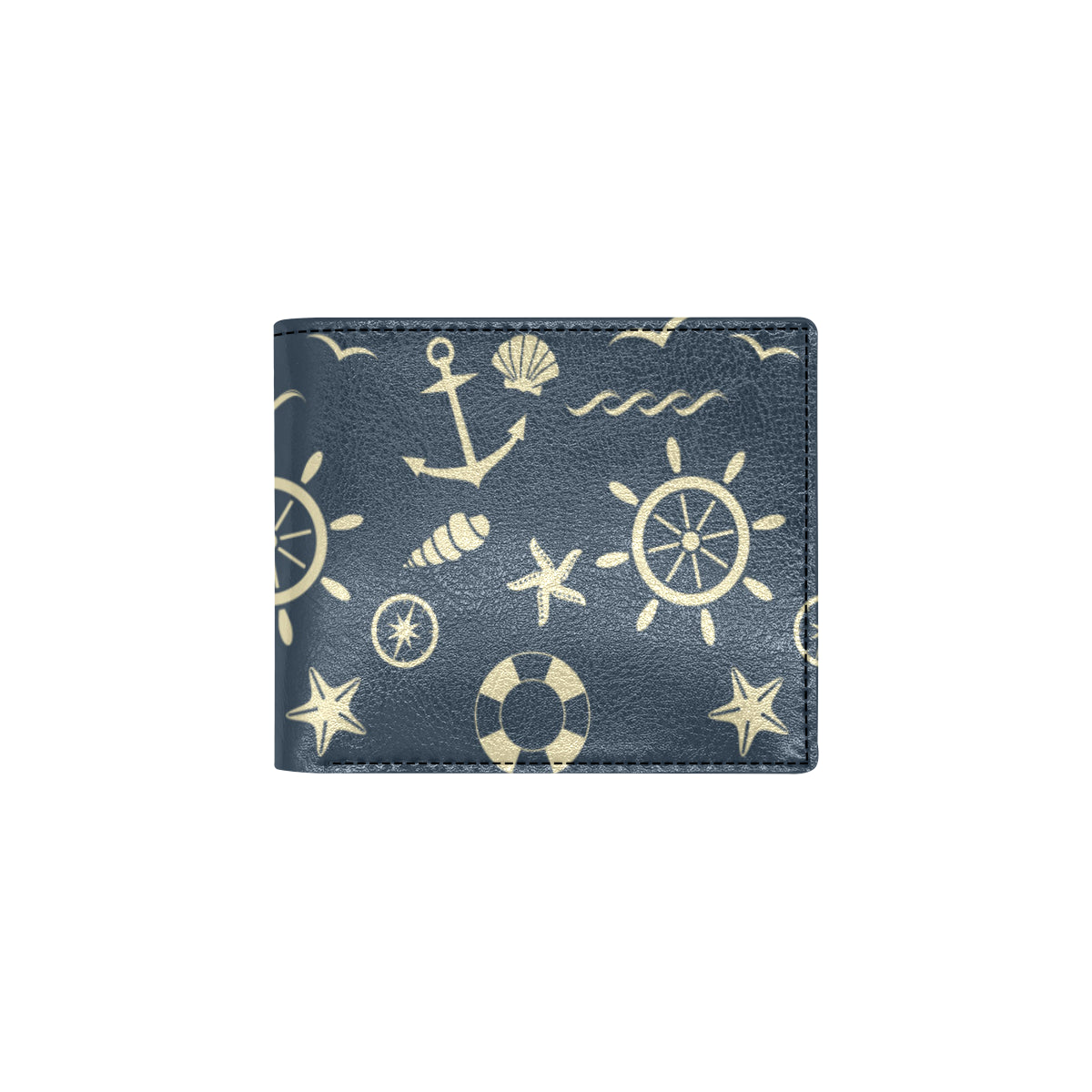 Nautical Pattern Print Design A01 Men's ID Card Wallet