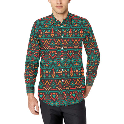 Aztec Pattern Print Design 04 Men's Long Sleeve Shirt