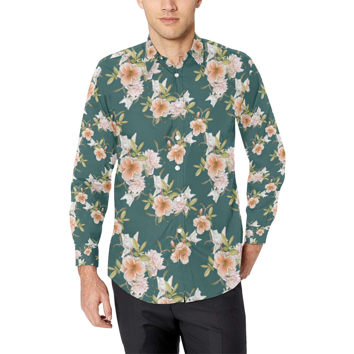 Iris Pattern Print Design IR01 Men's Long Sleeve Shirt