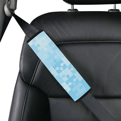 Puzzle Blue Pattern Print Design A04 Car Seat Belt Cover