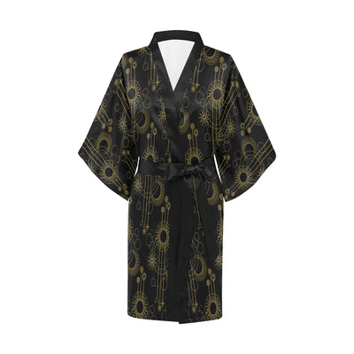 Moon Boho Style Pattern Print Design 01 Women's Short Kimono