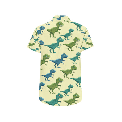 T Rex Pattern Print Design A04 Men's Short Sleeve Button Up Shirt