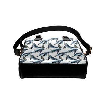 Blue Whale Pattern Print Design 03 Shoulder Handbag