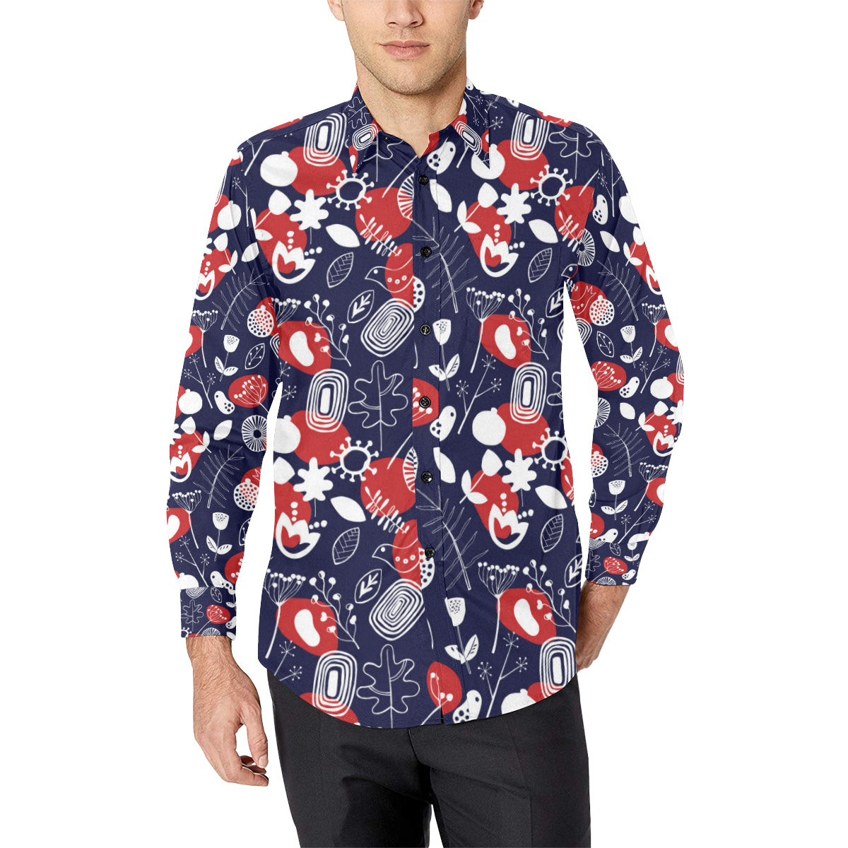 Nordic Pattern Print Design A02 Men's Long Sleeve Shirt