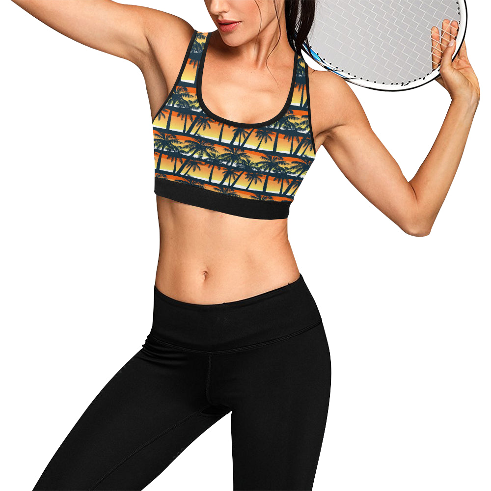 Palm Tree Pattern Print Design PT011 Sports Bra