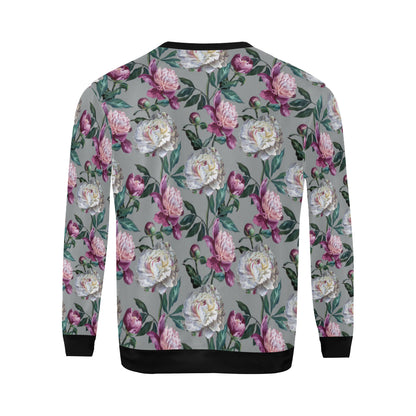 Peony Pattern Print Design PE01 Men Long Sleeve Sweatshirt