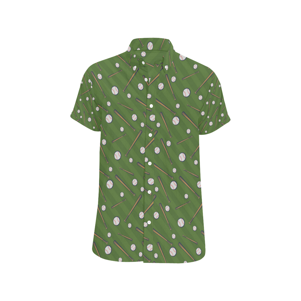 Baseball Pattern Print Design 02 Men's Short Sleeve Button Up Shirt