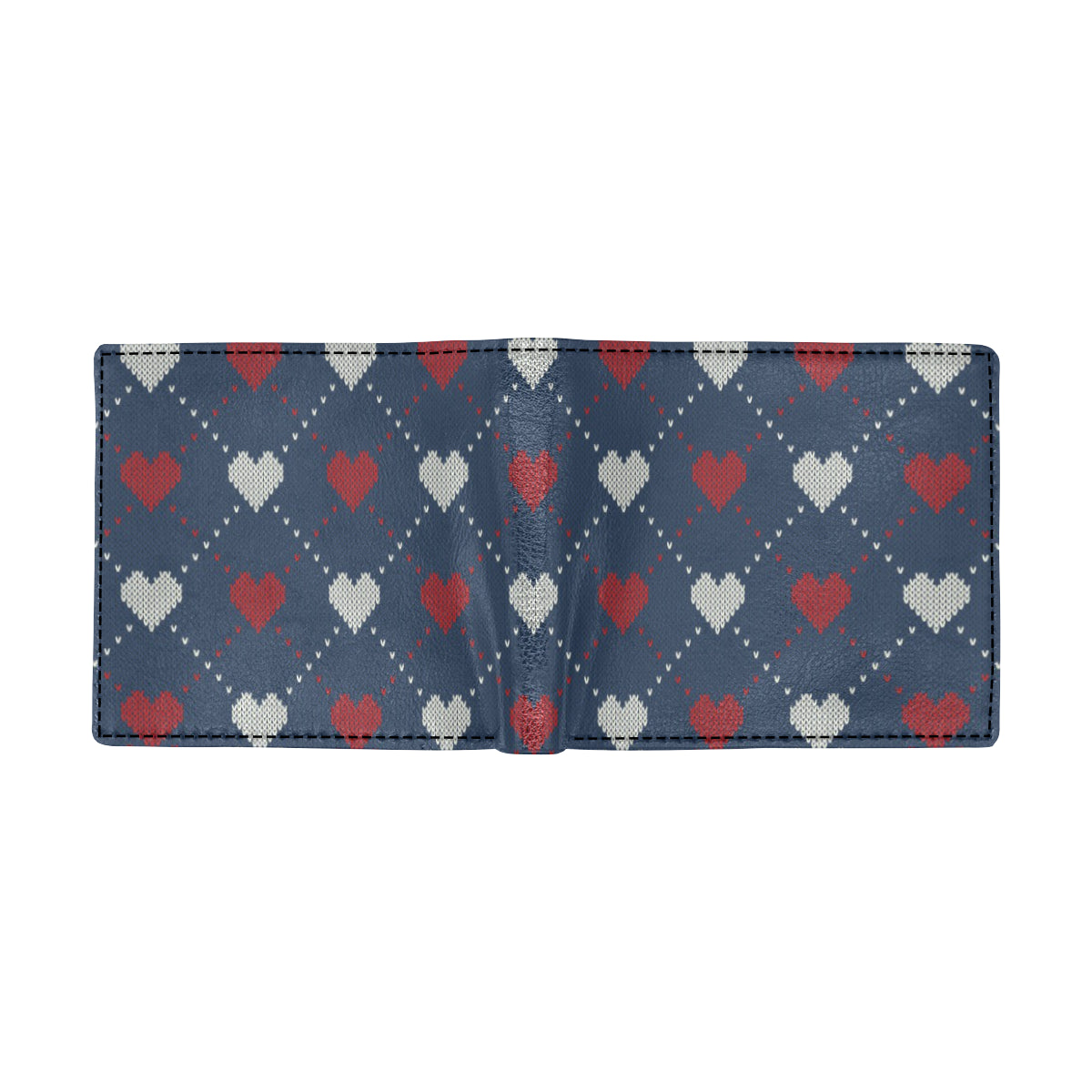 Heart Knit Pattern Print Design HE05 Men's ID Card Wallet
