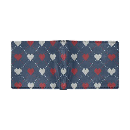 Heart Knit Pattern Print Design HE05 Men's ID Card Wallet